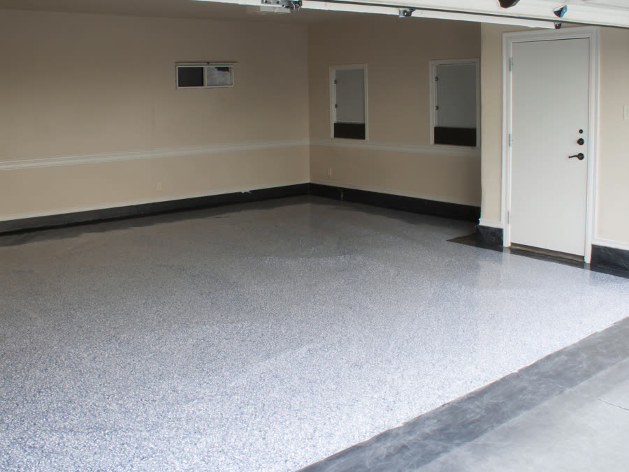 AI-generated example of an epoxy flake garage floor finish