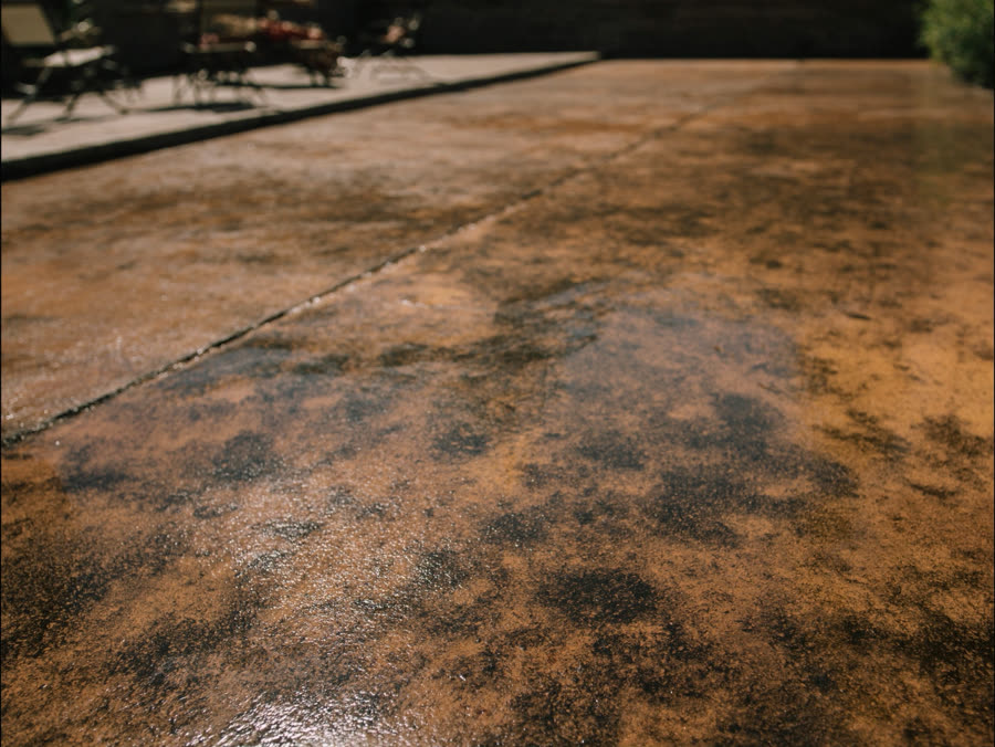 AI-generated example of a stain and seal concrete patio finish
